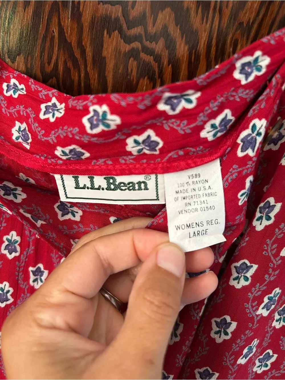 Vintage L.L. Bean Red Floral Maxi Wrap Skirt